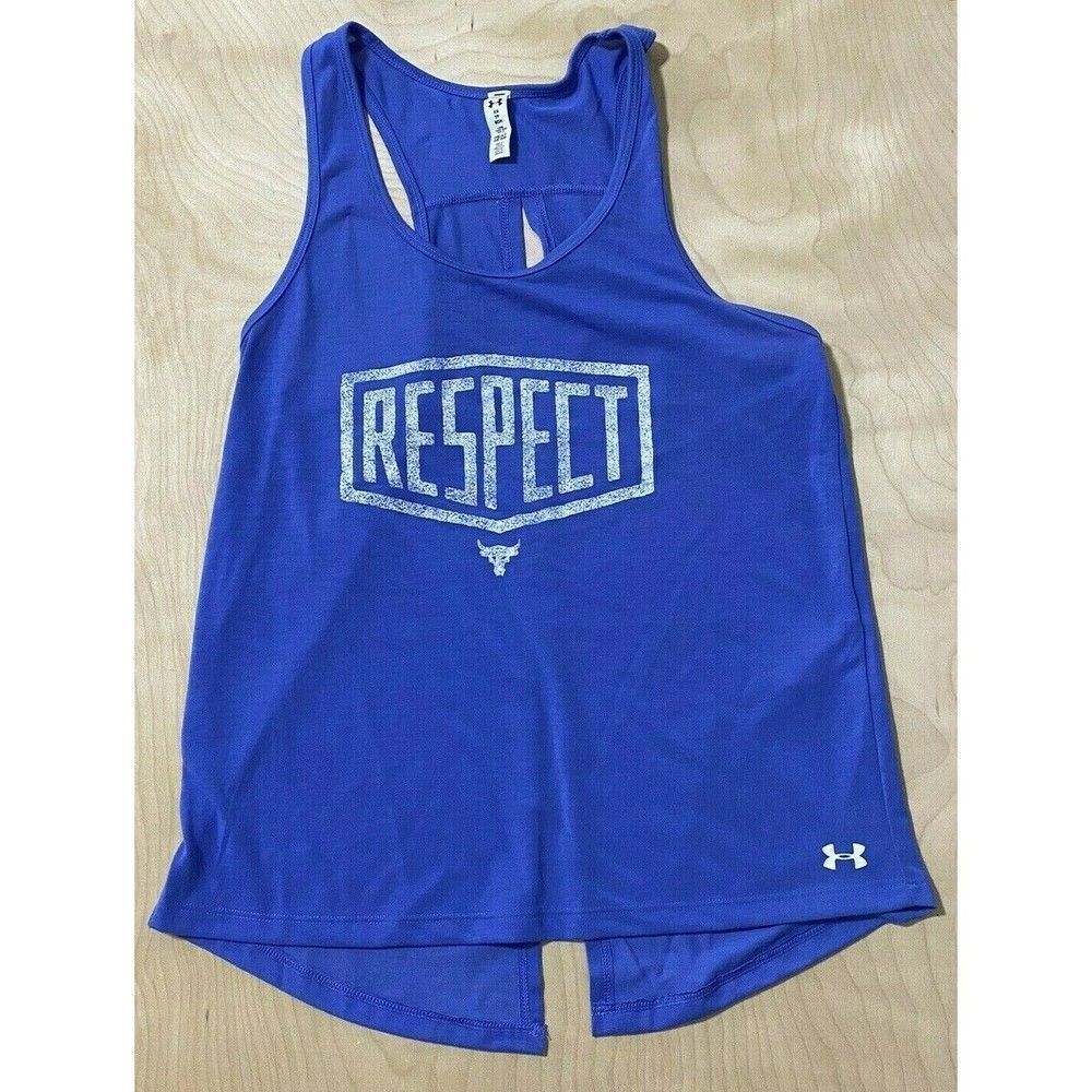 Under‎ Armour Project Rock Bull Respect Tank Top Womens Blue Size XS
